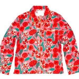 ban.do Red and Pink Floral Flannel Leisure Shirt